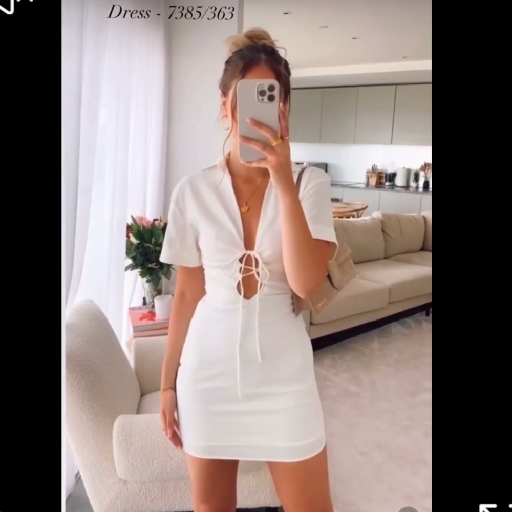 Zara white mini linen dress NWT